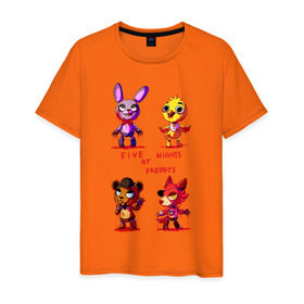Мужская футболка хлопок с принтом FNAF в городе Новоалтайск, 100% хлопок | прямой крой, круглый вырез горловины, длина до линии бедер, слегка спущенное плечо. | five nights at freddy | five nights at freddys vr: help wanted | fnaf | game | игра | пять ночей у фредди