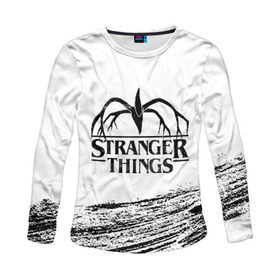 Женский лонгслив 3D с принтом STRANGER THINGS в городе Новоалтайск, 100% полиэстер | длинные рукава, круглый вырез горловины, полуприлегающий силуэт | 011 | down | eleven | netflix | season | series | strange | stranger | things | upside | дела | дина | загадочные | монстр | монстры | одиннадцать | очень | сезон | сериал | сериалы | события | странные | ужасы