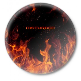 Значок с принтом DISTURBED (НА СПИНЕ) в городе Новоалтайск,  металл | круглая форма, металлическая застежка в виде булавки | disturbed | дистурбед