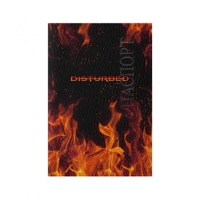 Обложка для паспорта матовая кожа с принтом DISTURBED (НА СПИНЕ) в городе Новоалтайск, натуральная матовая кожа | размер 19,3 х 13,7 см; прозрачные пластиковые крепления | disturbed | дистурбед