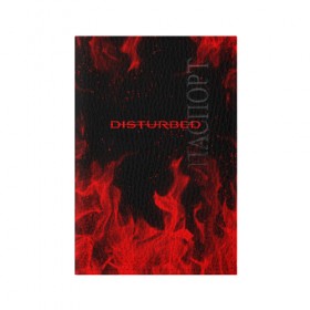 Обложка для паспорта матовая кожа с принтом DISTURBED (НА СПИНЕ) в городе Новоалтайск, натуральная матовая кожа | размер 19,3 х 13,7 см; прозрачные пластиковые крепления | disturbed | дистурбед