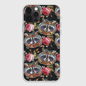 Чехол для iPhone 12 Pro Max с принтом Еноты в городе Новоалтайск, Силикон |  | Тематика изображения на принте: animals | art | drawing | embroidery | flower | raccoons | rose | touches | wild | вышивка | дикие | еноты | животные | звери | искусство | рисунок | роза | цветок | штрихи
