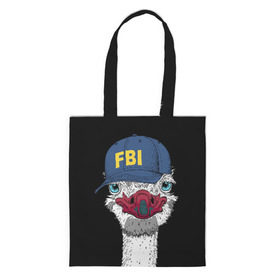 Сумка 3D повседневная с принтом FBI в городе Новоалтайск, 100% полиэстер | Плотность: 200 г/м2; Размер: 34×35 см; Высота лямок: 30 см | beak | bird | blue | cap | fbi | funny | head | inscription | long | neck | ostrich | red | весёлый | голова | длинная | кепка | клюв | красный | надпись | птица | синяя | смешной | страус | фбр | шея
