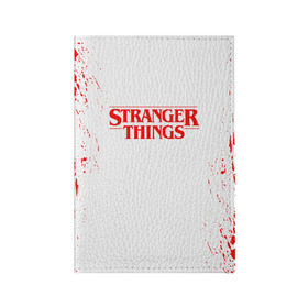 Обложка для паспорта матовая кожа с принтом STRANGER THINGS в городе Новоалтайск, натуральная матовая кожа | размер 19,3 х 13,7 см; прозрачные пластиковые крепления | stranger things | очень странные дела