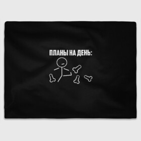 Плед 3D с принтом Планы на день в городе Новоалтайск, 100% полиэстер | закругленные углы, все края обработаны. Ткань не мнется и не растягивается | надпись | пинает | пинать | план | планы на день | прикол | человечек | юмор