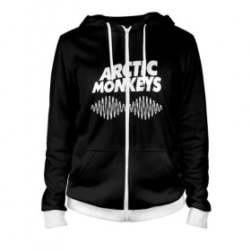 Женская толстовка 3D на молнии с принтом ARCTIC MONKEYS в городе Новоалтайск, 100% полиэстер | длина до линии бедра, манжеты и пояс оформлены мягкой тканевой резинкой, двухслойный капюшон со шнурком для регулировки, спереди молния, по бокам два кармана | arctic monkeys | арктик манкис | арктические мартышки