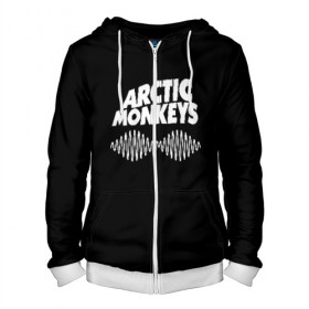 Мужская толстовка 3D на молнии с принтом ARCTIC MONKEYS в городе Новоалтайск, 100% полиэстер | длина до линии бедра, манжеты и пояс оформлены мягкой тканевой резинкой, двухслойный капюшон со шнурком для регулировки, спереди молния, по бокам два кармана | arctic monkeys | арктик манкис | арктические мартышки