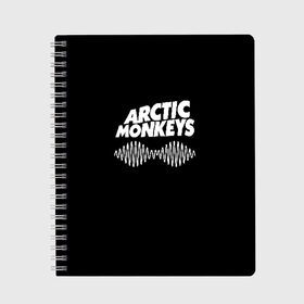 Тетрадь с принтом ARCTIC MONKEYS в городе Новоалтайск, 100% бумага | 48 листов, плотность листов — 60 г/м2, плотность картонной обложки — 250 г/м2. Листы скреплены сбоку удобной пружинной спиралью. Уголки страниц и обложки скругленные. Цвет линий — светло-серый
 | arctic monkeys | арктик манкис | арктические мартышки