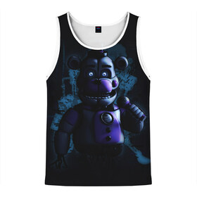 Мужская майка 3D с принтом Five Nights at Freddy в городе Новоалтайск, 100% полиэстер | круглая горловина, приталенный силуэт, длина до линии бедра. Пройма и горловина окантованы тонкой бейкой | Тематика изображения на принте: 4 | animation | bonnie | chica | fnaf | foxy | freddy | funny | horror | pizza | scary | sfm | бонни | майк | ночей | пять | ужас | фокси | фредди | чика | шмидт
