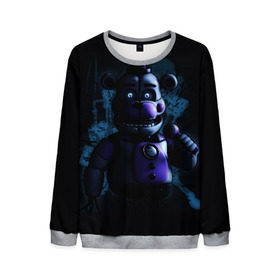 Мужской свитшот 3D с принтом Five Nights at Freddy в городе Новоалтайск, 100% полиэстер с мягким внутренним слоем | круглый вырез горловины, мягкая резинка на манжетах и поясе, свободная посадка по фигуре | Тематика изображения на принте: 4 | animation | bonnie | chica | fnaf | foxy | freddy | funny | horror | pizza | scary | sfm | бонни | майк | ночей | пять | ужас | фокси | фредди | чика | шмидт