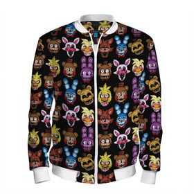 Мужской бомбер 3D с принтом Five Nights at Freddy в городе Новоалтайск, 100% полиэстер | застегивается на молнию, по бокам два кармана без застежек, по низу бомбера и на воротнике - эластичная резинка | 4 | animation | bonnie | chica | fnaf | foxy | freddy | funny | horror | pizza | scary | sfm | бонни | майк | ночей | пять | ужас | фокси | фредди | чика | шмидт