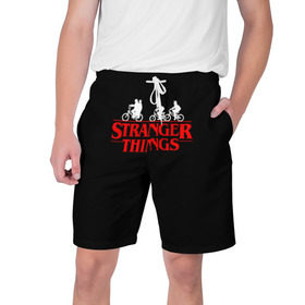 Мужские шорты 3D с принтом STRANGER THINGS в городе Новоалтайск,  полиэстер 100% | прямой крой, два кармана без застежек по бокам. Мягкая трикотажная резинка на поясе, внутри которой широкие завязки. Длина чуть выше колен | Тематика изображения на принте: stranger things | очень странные дела