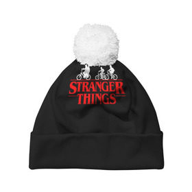 Шапка 3D c помпоном с принтом STRANGER THINGS в городе Новоалтайск, 100% полиэстер | универсальный размер, печать по всей поверхности изделия | stranger things | очень странные дела