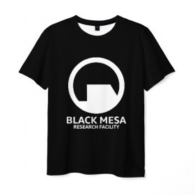 Мужская футболка 3D с принтом BLACK MESA в городе Новоалтайск, 100% полиэфир | прямой крой, круглый вырез горловины, длина до линии бедер | aperture laboratorie | black mesa | gordon freeman | half life | half life 3 | valve | блэк меса | вэлв | гордон фриман | халф лайф