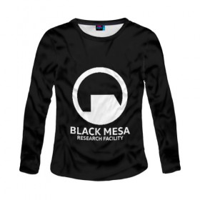 Женский лонгслив 3D с принтом BLACK MESA в городе Новоалтайск, 100% полиэстер | длинные рукава, круглый вырез горловины, полуприлегающий силуэт | aperture laboratorie | black mesa | gordon freeman | half life | half life 3 | valve | блэк меса | вэлв | гордон фриман | халф лайф