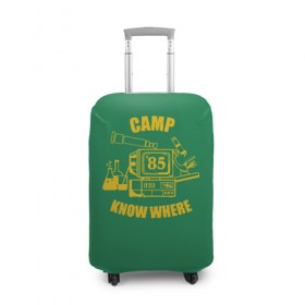 Чехол для чемодана 3D с принтом CAMP KNOW WHERE в городе Новоалтайск, 86% полиэфир, 14% спандекс | двустороннее нанесение принта, прорези для ручек и колес | 80 е | 85 | camp know where | camp nowhere | dustin | netflix | stranger things | дастин | кепка дастина | нетфликс | очень странные дела