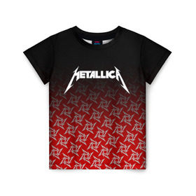 Детская футболка 3D с принтом METALLICA в городе Новоалтайск, 100% гипоаллергенный полиэфир | прямой крой, круглый вырез горловины, длина до линии бедер, чуть спущенное плечо, ткань немного тянется | Тематика изображения на принте: metallica | металлика