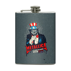 Фляга с принтом Metallica в городе Новоалтайск, металлический корпус | емкость 0,22 л, размер 125 х 94 мм. Виниловая наклейка запечатывается полностью | Тематика изображения на принте: metalica | metallica | группа | джеймс хэтфилд | кирк хэмметт | ларс ульрих | метал | металика | металлика | миталика | музыка | роберт трухильо | рок | трэш | трэшметал | хард | хеви