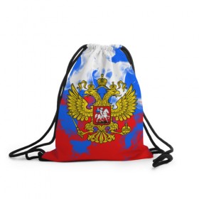 Рюкзак-мешок 3D с принтом RUSSIA Flame Collection в городе Новоалтайск, 100% полиэстер | плотность ткани — 200 г/м2, размер — 35 х 45 см; лямки — толстые шнурки, застежка на шнуровке, без карманов и подкладки | fire | flame | russia | sport | tricolor | герб | огонь | патриот | патриотизм | пламя | россия | спорт | триколор | флаг россии