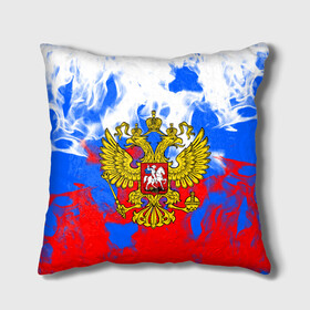 Подушка 3D с принтом RUSSIA Flame Collection в городе Новоалтайск, наволочка – 100% полиэстер, наполнитель – холлофайбер (легкий наполнитель, не вызывает аллергию). | состоит из подушки и наволочки. Наволочка на молнии, легко снимается для стирки | fire | flame | russia | sport | tricolor | герб | огонь | патриот | патриотизм | пламя | россия | спорт | триколор | флаг россии