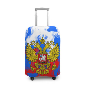 Чехол для чемодана 3D с принтом RUSSIA Flame Collection в городе Новоалтайск, 86% полиэфир, 14% спандекс | двустороннее нанесение принта, прорези для ручек и колес | fire | flame | russia | sport | tricolor | герб | огонь | патриот | патриотизм | пламя | россия | спорт | триколор | флаг россии