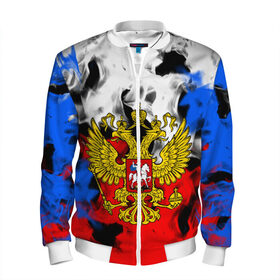 Мужской бомбер 3D с принтом RUSSIA Flame Collection в городе Новоалтайск, 100% полиэстер | застегивается на молнию, по бокам два кармана без застежек, по низу бомбера и на воротнике - эластичная резинка | fire | flame | russia | sport | tricolor | герб | огонь | патриот | патриотизм | пламя | россия | спорт | триколор | флаг россии