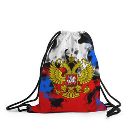 Рюкзак-мешок 3D с принтом RUSSIA Flame Collection в городе Новоалтайск, 100% полиэстер | плотность ткани — 200 г/м2, размер — 35 х 45 см; лямки — толстые шнурки, застежка на шнуровке, без карманов и подкладки | fire | flame | russia | sport | tricolor | герб | огонь | патриот | патриотизм | пламя | россия | спорт | триколор | флаг россии