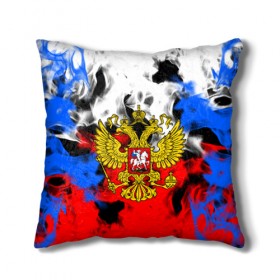 Подушка 3D с принтом RUSSIA Flame Collection в городе Новоалтайск, наволочка – 100% полиэстер, наполнитель – холлофайбер (легкий наполнитель, не вызывает аллергию). | состоит из подушки и наволочки. Наволочка на молнии, легко снимается для стирки | fire | flame | russia | sport | tricolor | герб | огонь | патриот | патриотизм | пламя | россия | спорт | триколор | флаг россии