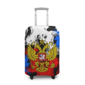 Чехол для чемодана 3D с принтом RUSSIA Flame Collection в городе Новоалтайск, 86% полиэфир, 14% спандекс | двустороннее нанесение принта, прорези для ручек и колес | fire | flame | russia | sport | tricolor | герб | огонь | патриот | патриотизм | пламя | россия | спорт | триколор | флаг россии