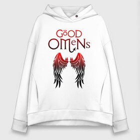 Женское худи Oversize хлопок с принтом GOOD OMENS в городе Новоалтайск, френч-терри — 70% хлопок, 30% полиэстер. Мягкий теплый начес внутри —100% хлопок | боковые карманы, эластичные манжеты и нижняя кромка, капюшон на магнитной кнопке | evil | good | good omens | азирафель. | ангел кроули | благие намерения сериал | гуд оменс | демон | дэвид теннант | майкл шин