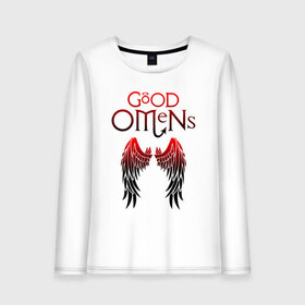 Женский лонгслив хлопок с принтом GOOD OMENS в городе Новоалтайск, 100% хлопок |  | evil | good | good omens | азирафель. | ангел кроули | благие намерения сериал | гуд оменс | демон | дэвид теннант | майкл шин