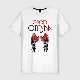 Мужская футболка премиум GOOD OMENS: в городе Новоалтайск, 92% хлопок, 8% лайкра | приталенный силуэт, круглый вырез ворота, длина до линии бедра, короткий рукав | evil | good | good omens | азирафель. | ангел кроули | благие намерения сериал | гуд оменс | демон | дэвид теннант | майкл шин