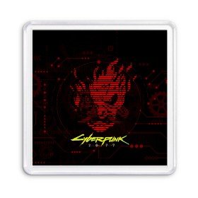 Магнит 55*55 с принтом CYBERPUNK 2077 - Самурай в городе Новоалтайск, Пластик | Размер: 65*65 мм; Размер печати: 55*55 мм | Тематика изображения на принте: 2077 | cyber | cyberpunk | demon | glitch | keanu | logo | punk | reeves | samurai | symbol | team | trauma | глитч | демон | киану | кибер | киберпанк | клан | лого | логотип | огонь | панк | ривз | самурай | символ