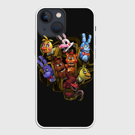 Чехол для iPhone 13 mini с принтом Five Nights at Freddy в городе Новоалтайск,  |  | 4 | animation | bonnie | chica | fnaf | foxy | freddy | funny | horror | pizza | scary | sfm | бонни | майк | ночей | пять | ужас | фокси | фредди | чика | шмидт