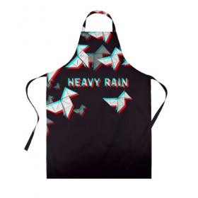 Фартук 3D с принтом Heavy Rain (Glitch). в городе Новоалтайск, 100% полиэстер | общий размер — 65 х 85 см, ширина нагрудника — 26 см, горловина — 53 см, длина завязок — 54 см, общий обхват в поясе — 173 см. Принт на завязках и на горловине наносится с двух сторон, на основной части фартука — только с внешней стороны | 3d | game | glitch | heavy rain | геометрия | глитч | игра | надпись | оригами | хеви рейн