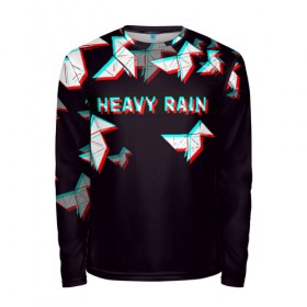 Мужской лонгслив 3D с принтом Heavy Rain (Glitch). в городе Новоалтайск, 100% полиэстер | длинные рукава, круглый вырез горловины, полуприлегающий силуэт | 3d | game | glitch | heavy rain | геометрия | глитч | игра | надпись | оригами | хеви рейн