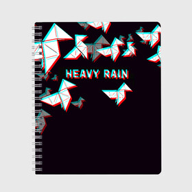 Тетрадь с принтом Heavy Rain (Glitch) в городе Новоалтайск, 100% бумага | 48 листов, плотность листов — 60 г/м2, плотность картонной обложки — 250 г/м2. Листы скреплены сбоку удобной пружинной спиралью. Уголки страниц и обложки скругленные. Цвет линий — светло-серый
 | 3d | game | glitch | heavy rain | геометрия | глитч | игра | надпись | оригами | хеви рейн