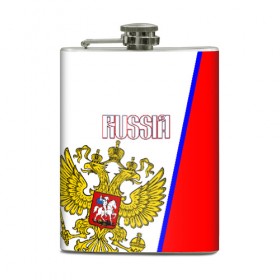 Фляга с принтом Russia Sport в городе Новоалтайск, металлический корпус | емкость 0,22 л, размер 125 х 94 мм. Виниловая наклейка запечатывается полностью | Тематика изображения на принте: russia | sport | tricolor | герб | надпись | патриот | патриотизм | россия | спорт | триколор | флаг россии