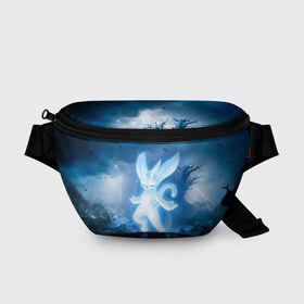 Поясная сумка 3D с принтом Ori - And The Will Of The Wisp в городе Новоалтайск, 100% полиэстер | плотная ткань, ремень с регулируемой длиной, внутри несколько карманов для мелочей, основное отделение и карман с обратной стороны сумки застегиваются на молнию | microsoft studios | moon studios | ori | ori and the blind forest | unity | лес | луна | нибела | ночной лес | ночь | ори | платформер | сова