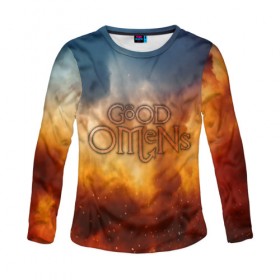 Женский лонгслив 3D с принтом Good Omens в городе Новоалтайск, 100% полиэстер | длинные рукава, круглый вырез горловины, полуприлегающий силуэт | Тематика изображения на принте: good | omens | sheen | tennant | азирафель | ангел | благие знамения | демон | кроули | падший | теннант | шин