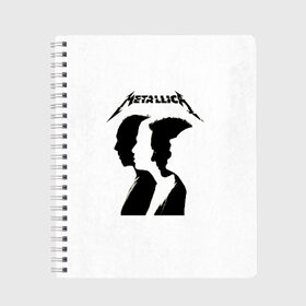 Тетрадь с принтом Metallica в городе Новоалтайск, 100% бумага | 48 листов, плотность листов — 60 г/м2, плотность картонной обложки — 250 г/м2. Листы скреплены сбоку удобной пружинной спиралью. Уголки страниц и обложки скругленные. Цвет линий — светло-серый
 | metalica | metallica | группа | джеймс хэтфилд | кирк хэмметт | ларс ульрих | метал | металика | металлика | миталика | музыка | роберт трухильо | рок | трэш | трэшметал | хард | хеви