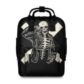 Женский рюкзак 3D с принтом Cross Skull в городе Новоалтайск, 100% полиэстер | лямки с регулируемой длиной, сверху ручки, чтобы рюкзак нести как сумку. Основное отделение закрывается на молнию, как и внешний карман. Внутри два дополнительных кармана, один из которых закрывается на молнию. По бокам два дополнительных кармашка, куда поместится маленькая бутылочка
 | bone | bones | кости | крест | череп