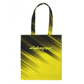 Сумка 3D повседневная с принтом Cyberpunk 2077 (Yellow). в городе Новоалтайск, 100% полиэстер | Плотность: 200 г/м2; Размер: 34×35 см; Высота лямок: 30 см | 3d | cyberpunk 2077 | red | абстракция | геометрия | игра | киберпанк 2077 | красный | лого | логотип | надпись | стиль | текстура
