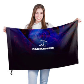 Флаг 3D с принтом Rammstein. в городе Новоалтайск, 100% полиэстер | плотность ткани — 95 г/м2, размер — 67 х 109 см. Принт наносится с одной стороны | 3d | hard | logo | metal | music | rammstein | rock | абстракция | знак | лого | метал | музыка | рамштайн | рок | символ | текстура