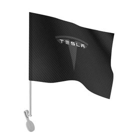 Флаг для автомобиля с принтом TESLA (1) в городе Новоалтайск, 100% полиэстер | Размер: 30*21 см | elon | elon musk | musk | space | tesla | автолюбитель | автомобиль | илон маск | тесла