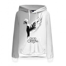 Женская толстовка 3D с принтом Good Omens в городе Новоалтайск, 100% полиэстер  | двухслойный капюшон со шнурком для регулировки, мягкие манжеты на рукавах и по низу толстовки, спереди карман-кенгуру с мягким внутренним слоем. | Тематика изображения на принте: good | omens | sheen | tennant | азирафель | ангел | благие знамения | демон | кроули | падший | теннант | шин