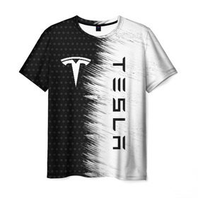 Мужская футболка 3D с принтом TESLA (2) в городе Новоалтайск, 100% полиэфир | прямой крой, круглый вырез горловины, длина до линии бедер | elon | elon musk | musk | space | tesla | автолюбитель | автомобиль | илон маск | тесла