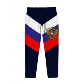Детские леггинсы 3D с принтом RUSSIA SPORT (РЕДАЧ) в городе Новоалтайск, полиэстер 85%, спандекс 15% | эластичный пояс, зауженный крой | russia | герб рф | орёл | россия | рф