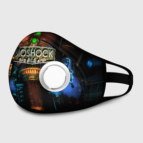 Маска из неопрена с принтом BIOSHOCK в городе Новоалтайск, неопрен 100% | Форма огибающая нос. Резинки для ушей с дополнительной резинкой на затылке. Клапан для выдоха для активного дыхания при занятиях спортом. Эластичный материал маски и окантовки для лучшего растяжения и прилегания маски.  | Тематика изображения на принте: bioshock | bioshock infinite | биошок | букер | элизабет