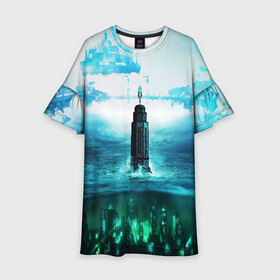 Детское платье 3D с принтом BIOSHOCK в городе Новоалтайск, 100% полиэстер | прямой силуэт, чуть расширенный к низу. Круглая горловина, на рукавах — воланы | bioshock | bioshock infinite | биошок | букер | элизабет